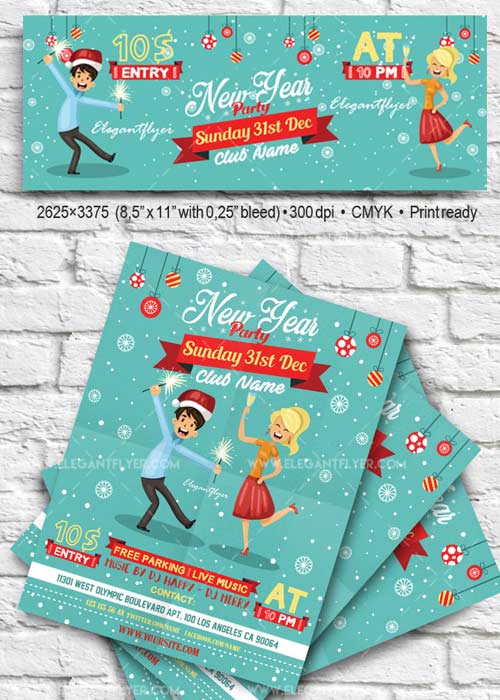 New Year V2 2017 Flyer PSD Template + Facebook Cover