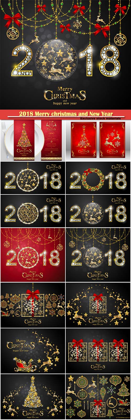 2018 Merry christmas and New Year greeting card vector