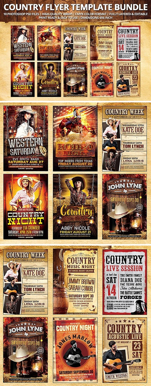 Country Flyer Template Bundle 1926936