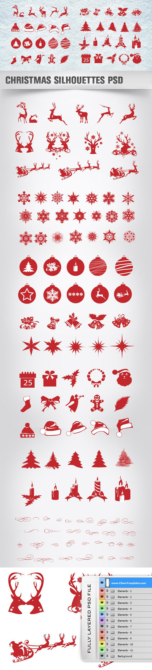 Christmas Silhouettes Mega Pack PSD Template