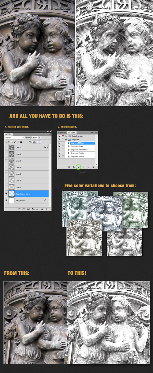 Engrave Photoshop Action Worth $10