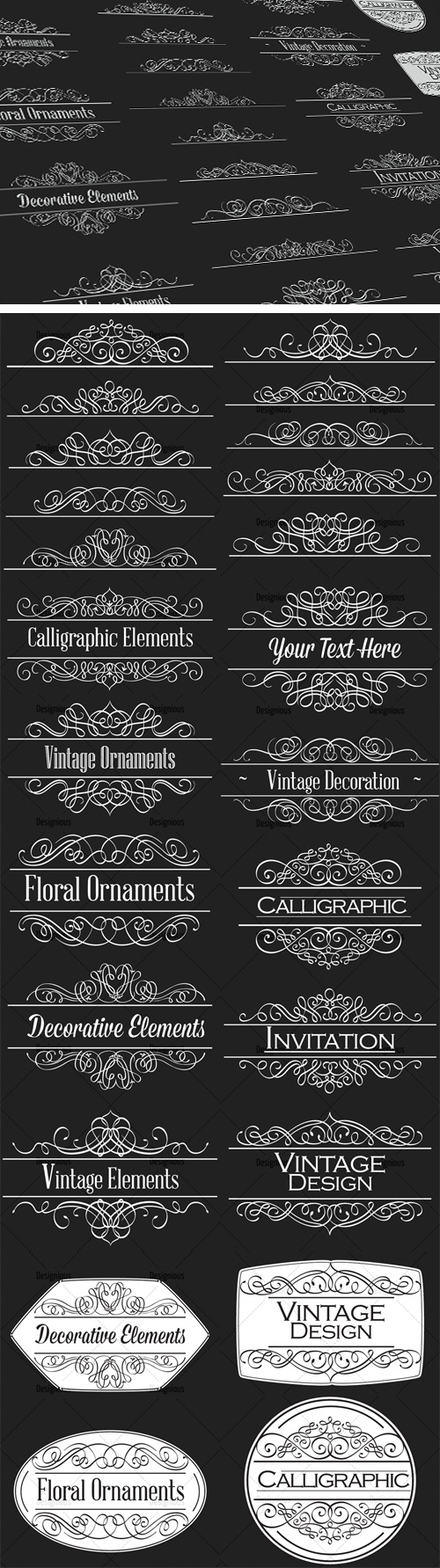 24 Top Quality Calligraphic Ornaments in Vector Worth $40
