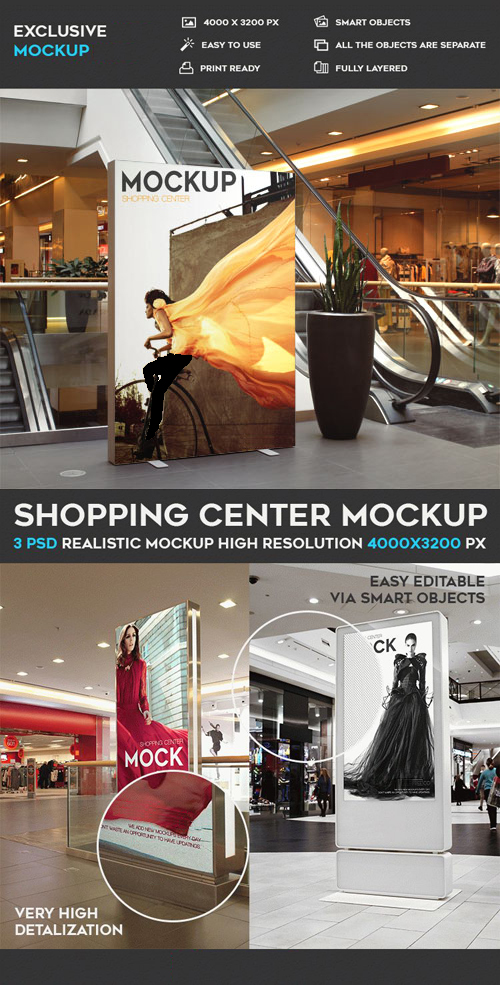 Shopping Center - 3 PSD Mockups