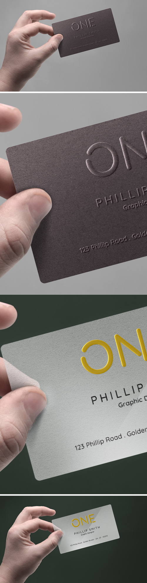 Realistic Business Card In Hand PSD Mockup Template