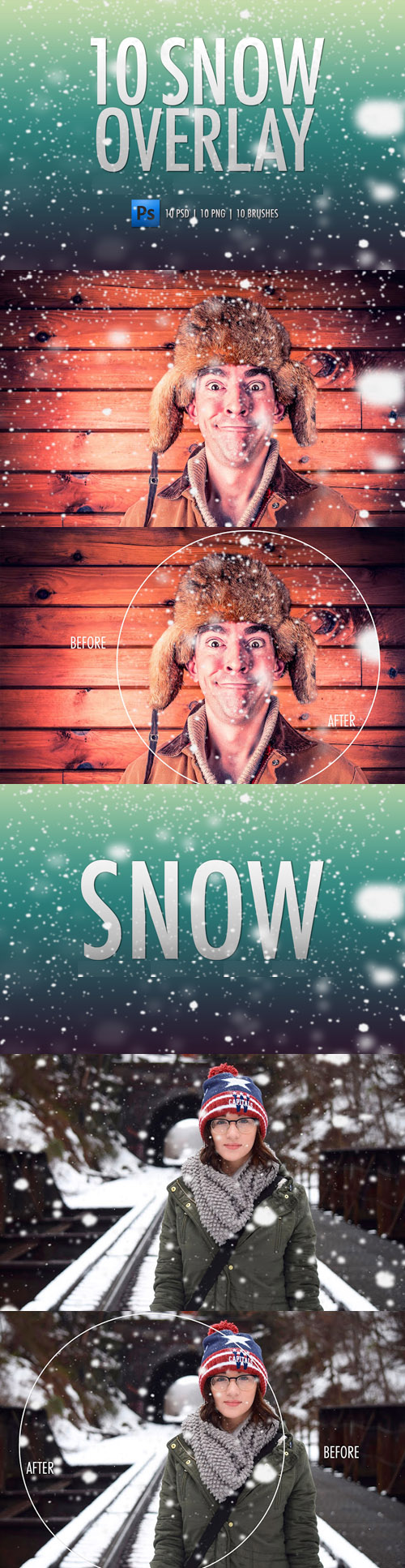 10 Snow Overlays for Photoshop [PSD/ABR/PNG]