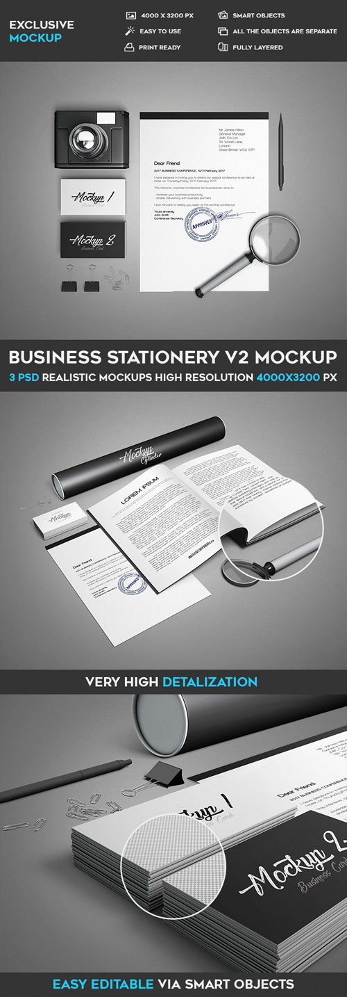 Business Stationery V2 - 3 PSD Mockups Templates