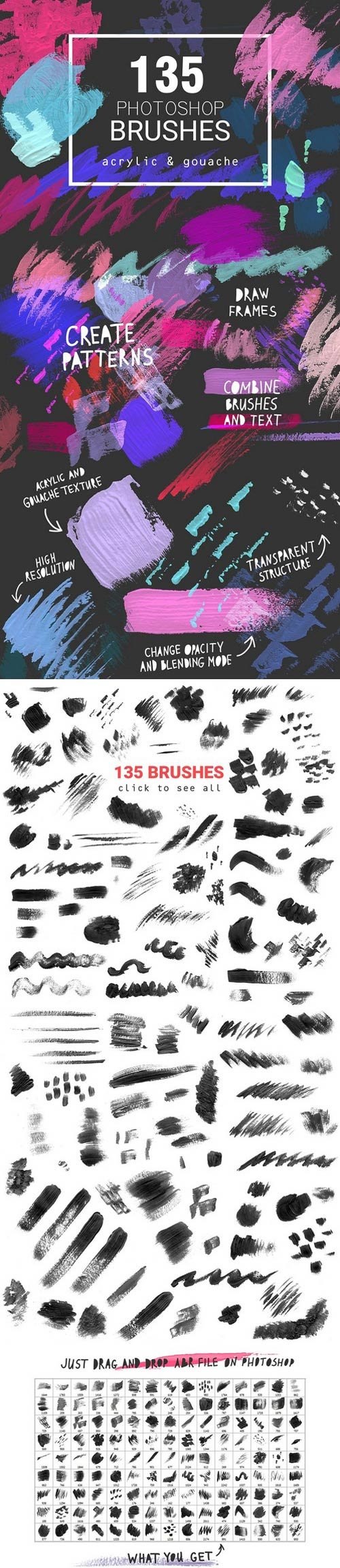 Acrylic&Gouache - 135 PS brushes 2152887