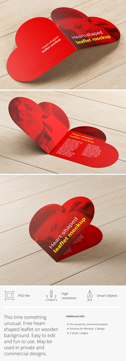 Heart-Shaped Leaflet PSD Mockup Template