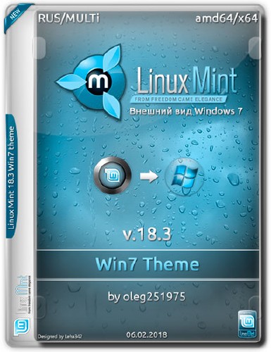 Linux Mint v.18.3 Win7 Theme by oleg251975 (RUS/MULTi/2018)