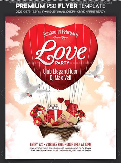 Love Party V02 2018 Flyer PSD Template + Facebook Cover
