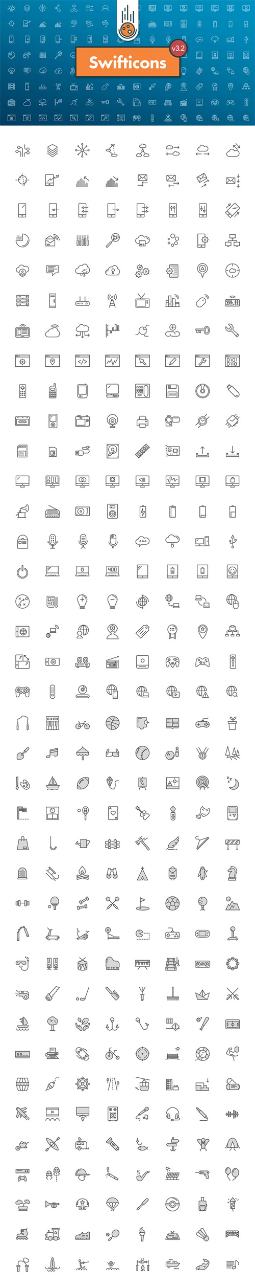 300+ Tech & Activities Icons in Vector [AI/EPS/SVG/PNG/SKETCH]