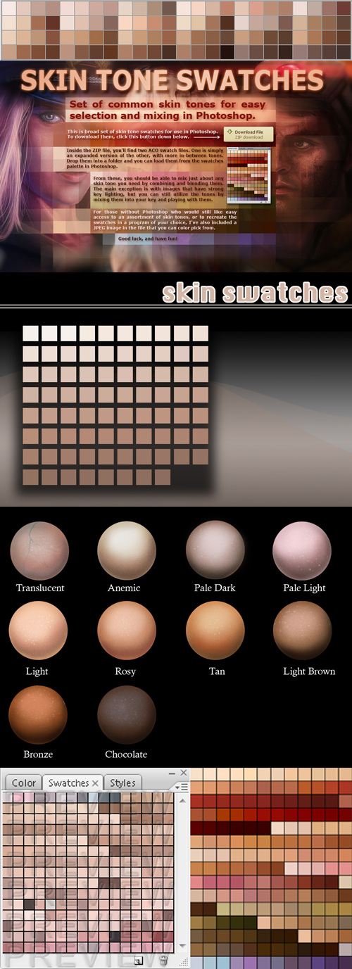 photoshop skin color swatches download