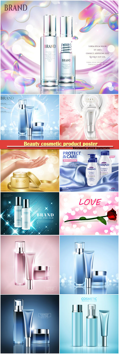 Beauty cosmetic product poster, body care product, background in 3d illustration