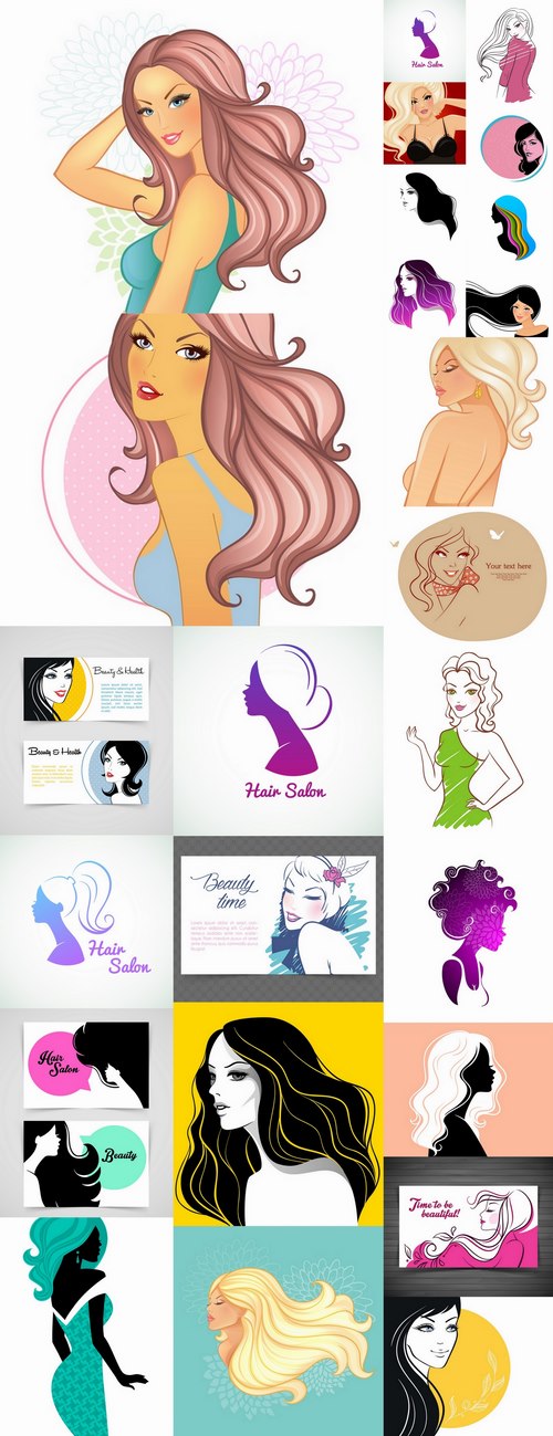 Posters of women's hairstyles vector images 25 Eps