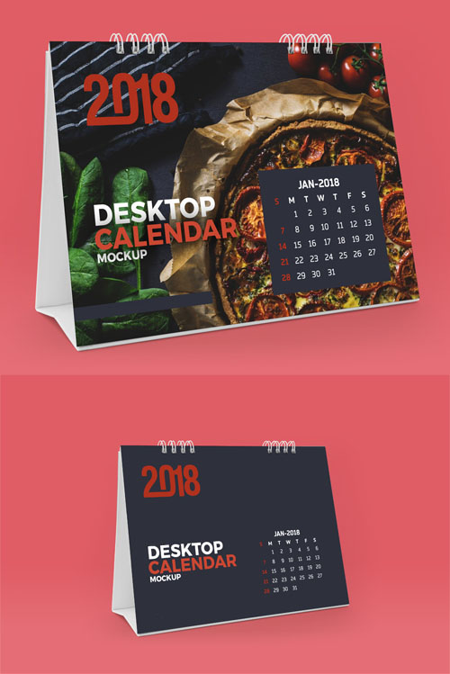 2018 Desktop Calendar PSD Mockup