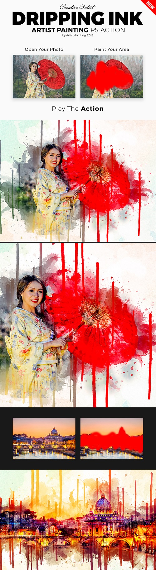 Dripping Ink Artist Painting Photoshop Action 21399581