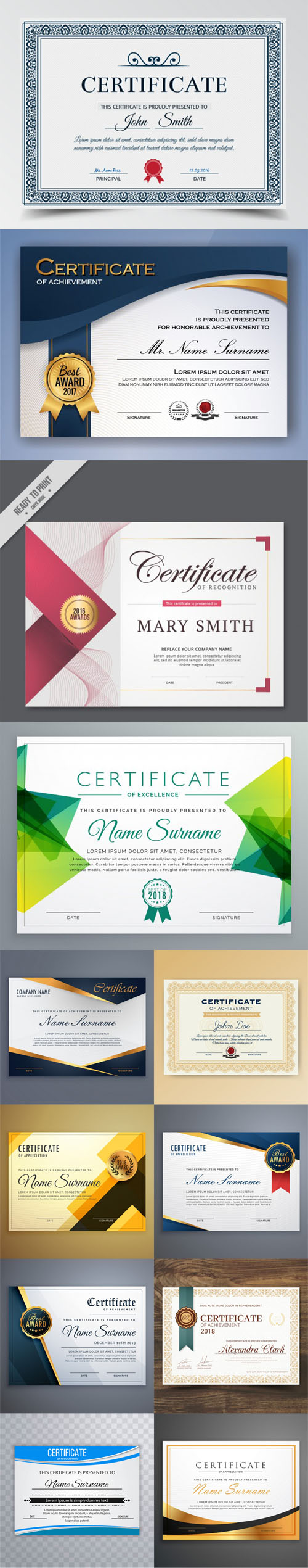 12 Certificate & Diploma Templates Design Vector