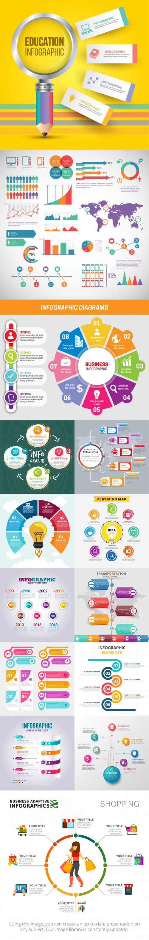 14 Infographic Templates Pack Design Vector