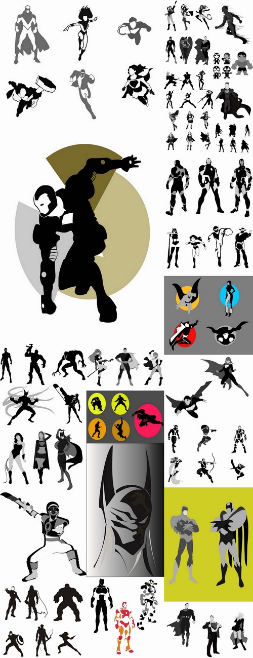 Icon super hero silhouette cartoon comic vector image 25 EPS