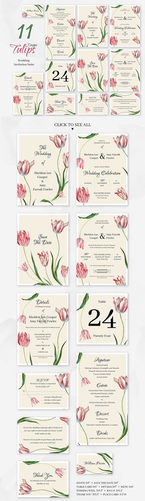 Tulips. Wedding Invitation package 2357499