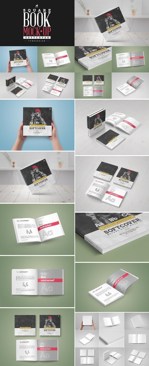 Softcover Square Book Mock-Up - 1569191