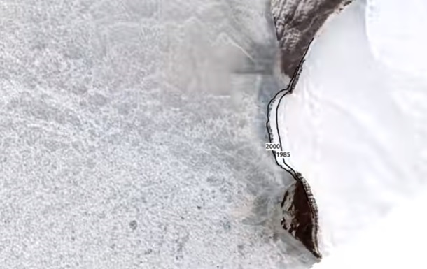 Катастрофичное таяние ледника показали со спутника