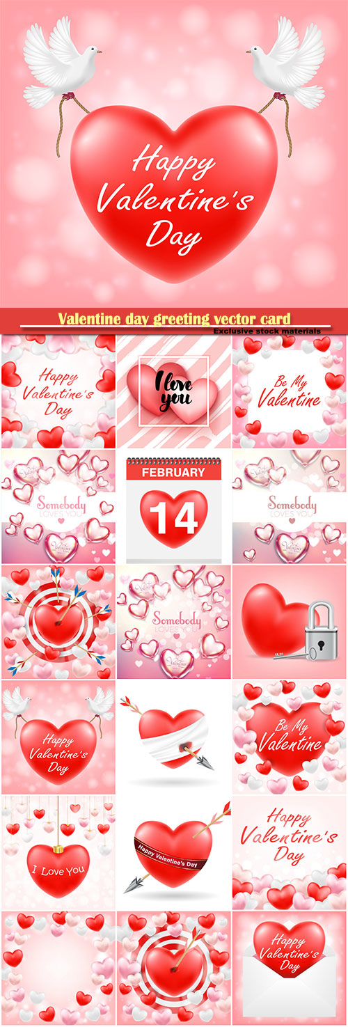 Valentine day greeting vector card, hearts i love you